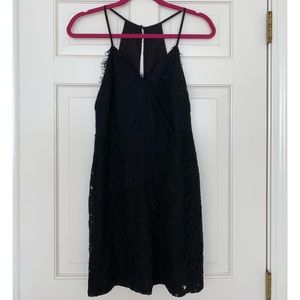 Black Eyelash Lace keyhole back Mini Dress sz 6